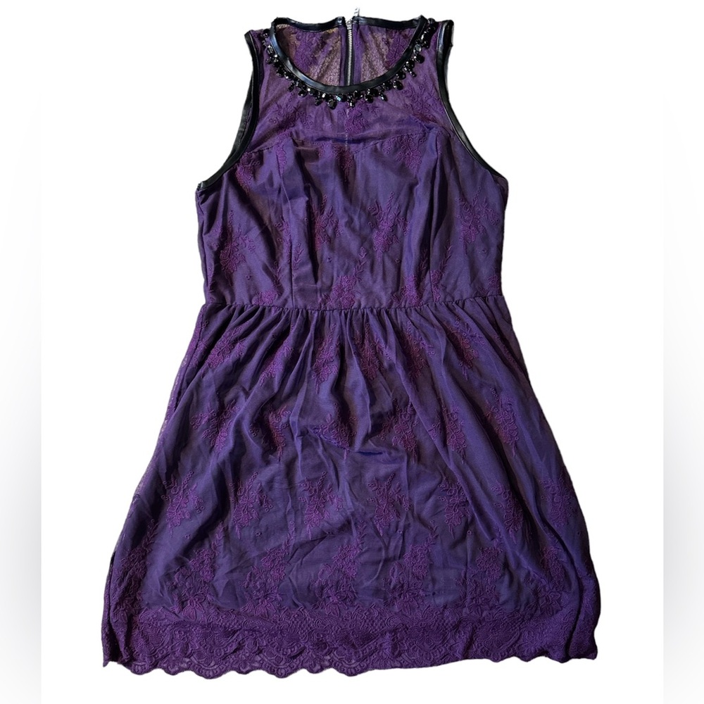 Kensie Crushed Grape Fit & Flare Purple Dress Size Large